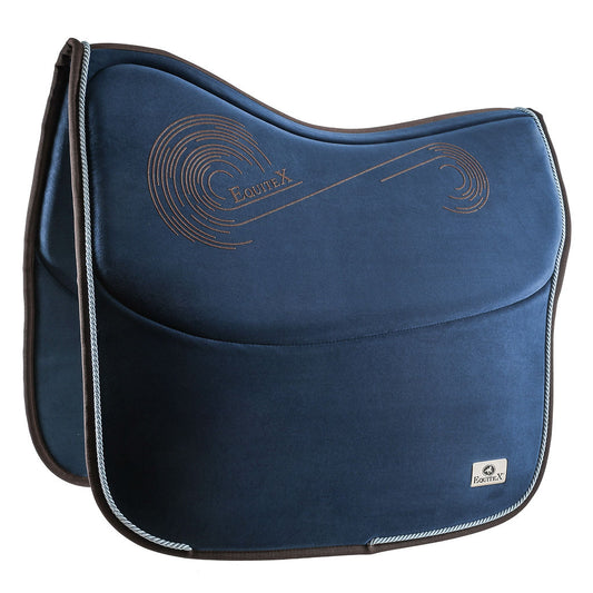 Equitex Spanish Dressage Velvet  Spanish Sapphire and Chocolate Saddle Pad Blue Navy